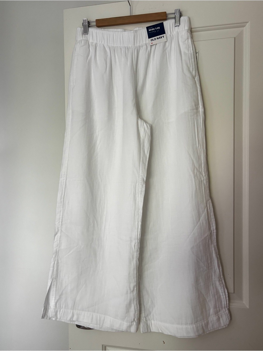 Old Navy White High-Rise Wide Leg Pants - Elastic Waist - Picture 3 of 5